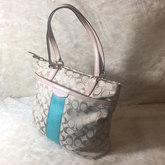 ⬇️Coach F28504 Signature Strip Tote Shoulder Bag - Picture 2 of 8